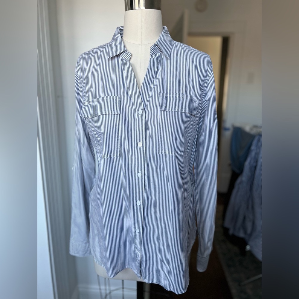 Women’s stripe button down long sleeve shirt